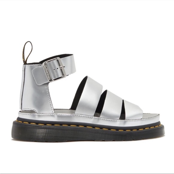 Dr. Martens Clarissa II Silver Metallic Leather Sandals, Size 6, NIB - Picture 3 of 13